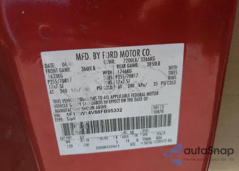 2008 Ford F150 Supercrew из США, поврежденный, VIN 1FTPW14V88FB95332